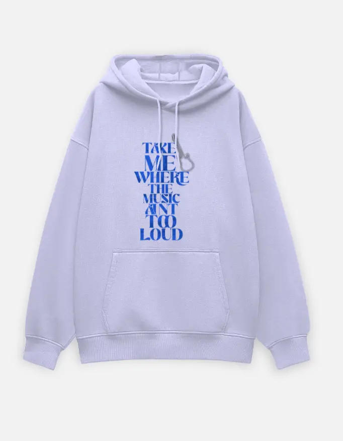 Chill Vibe Guitar Graphic Unisex Oversized Hoodie (lavender, small)