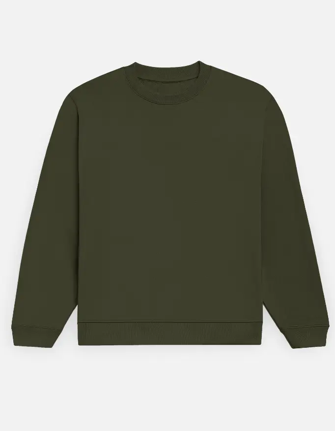 Essential Thick Cotton Sweatshirt (olive green, small)