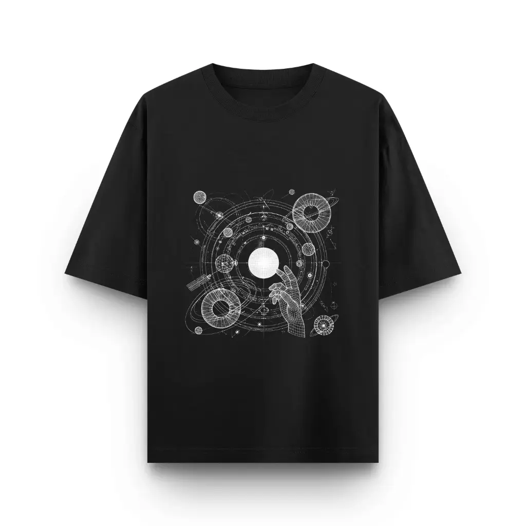cosmic blue print Unisex Oversized Classic T-Shirt (black, small)