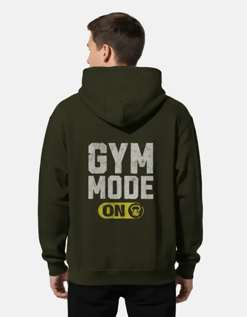 Distressed Gym Motivation Pullover Unisex Hoodie (olive green, small)