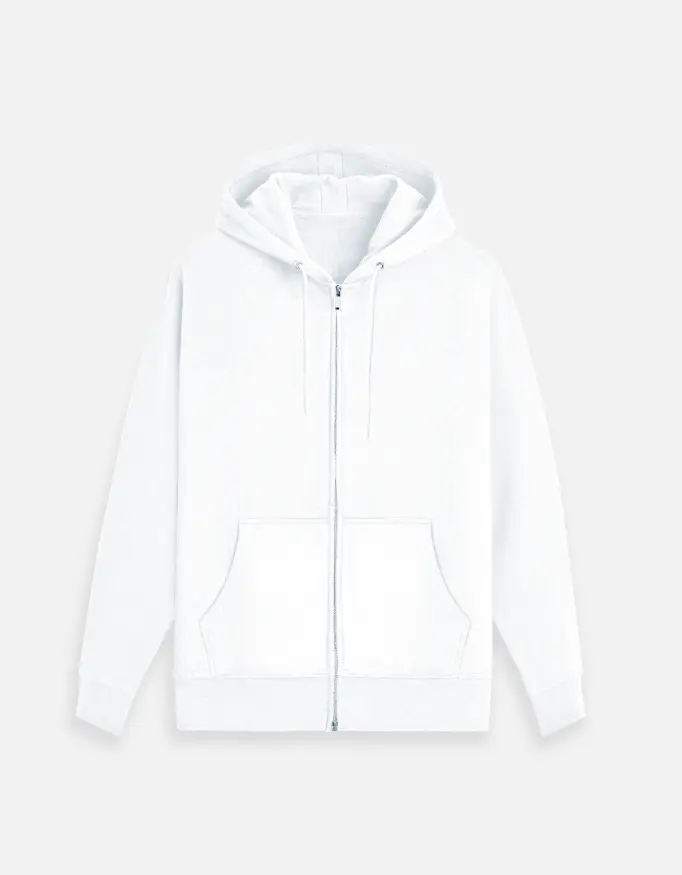 Essential Thick Cotton Unisex Zip Hoodie (white, small)