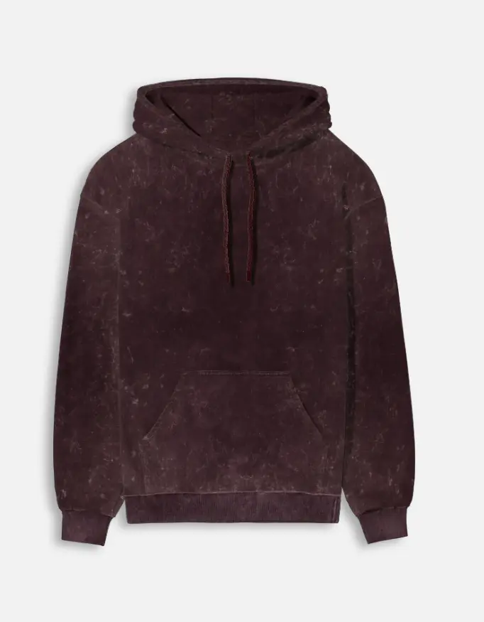 Essential Thick Cotton Unisex Acid Washed Hoodie (maroon, small)