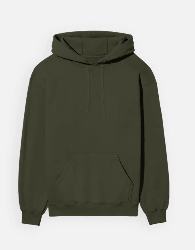 Essential Thick Cotton Unisex Hoodie (olive green, small)