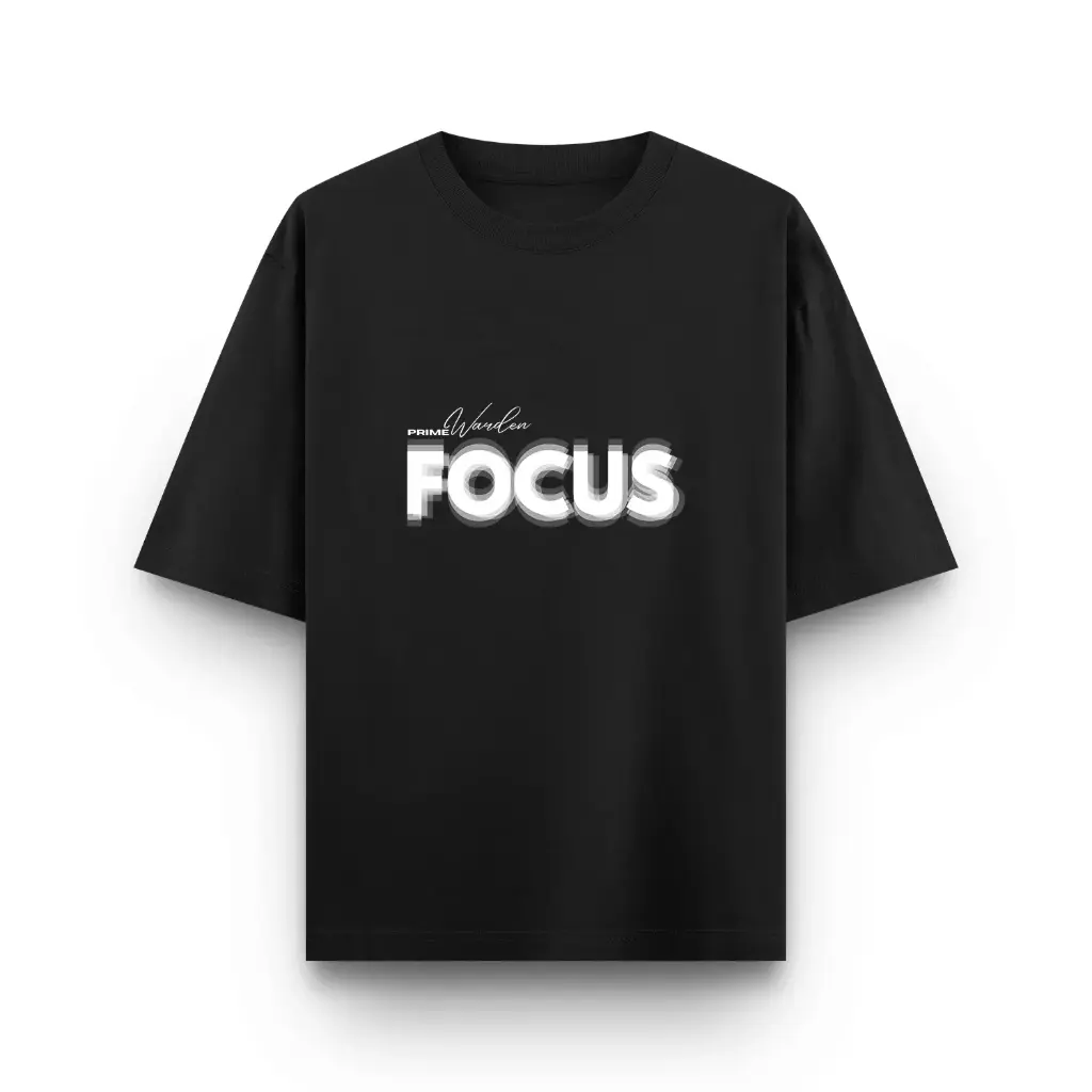 FOCUS Typography Tee - Unisex Oversized (black, small)