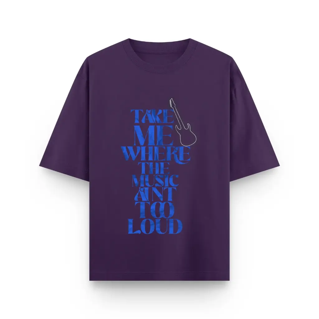  Chill Vibe Guitar Graphic Oversized T-Shirt (purple, small)